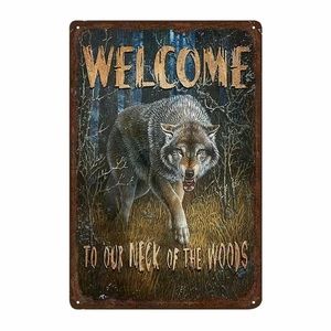 Wolf Metal Welcome Sign